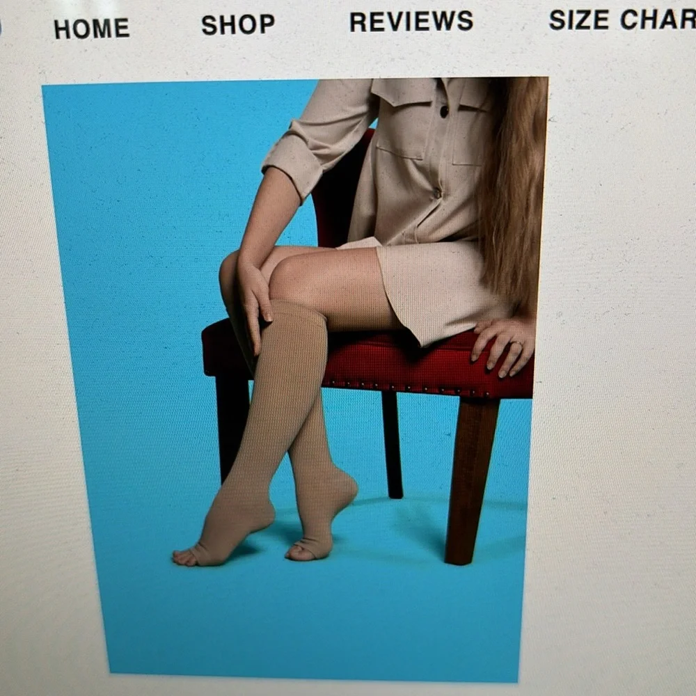 Booms  20-30 MmHg  Open toe Unisex Compression Socks 2XL Nude NWT